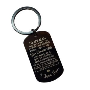 Black Romantic Engraved Keychain for Husband / Boyfriend